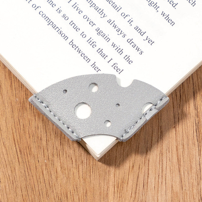 Wholesale Creative Leather Bookmark Cheese PU Leather Book Page Holder Solid Color Business Student Book Label